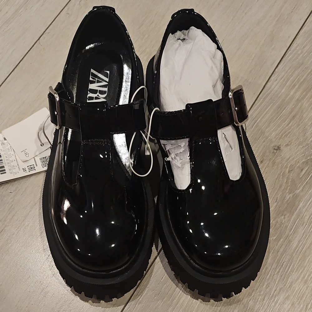 Zara Kids Shiny Black Dress Shoes